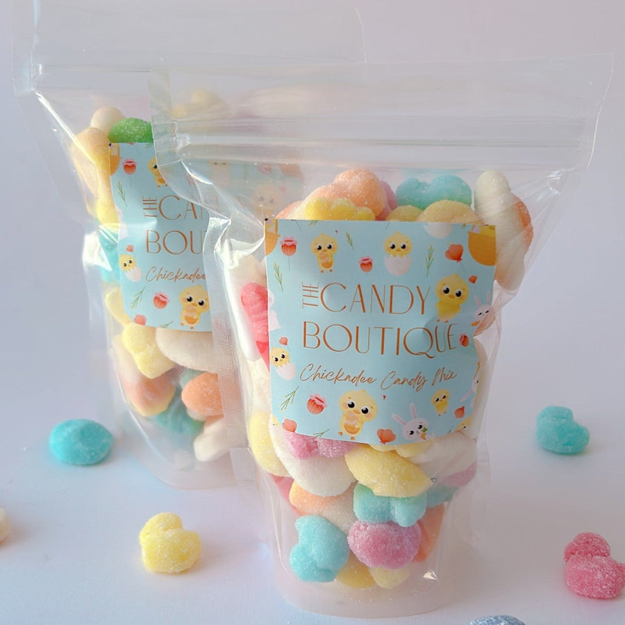 Assorted chick-themed gummy candy