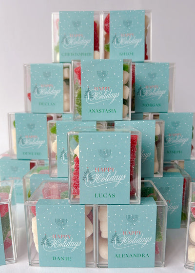 Candy boxes with a christmas and hannukah message