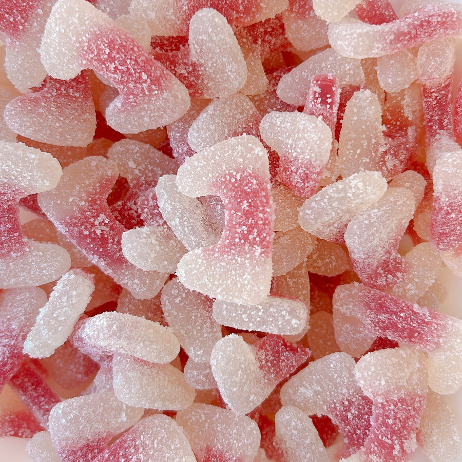 Sour gummy candy shaped in fangs for halloween