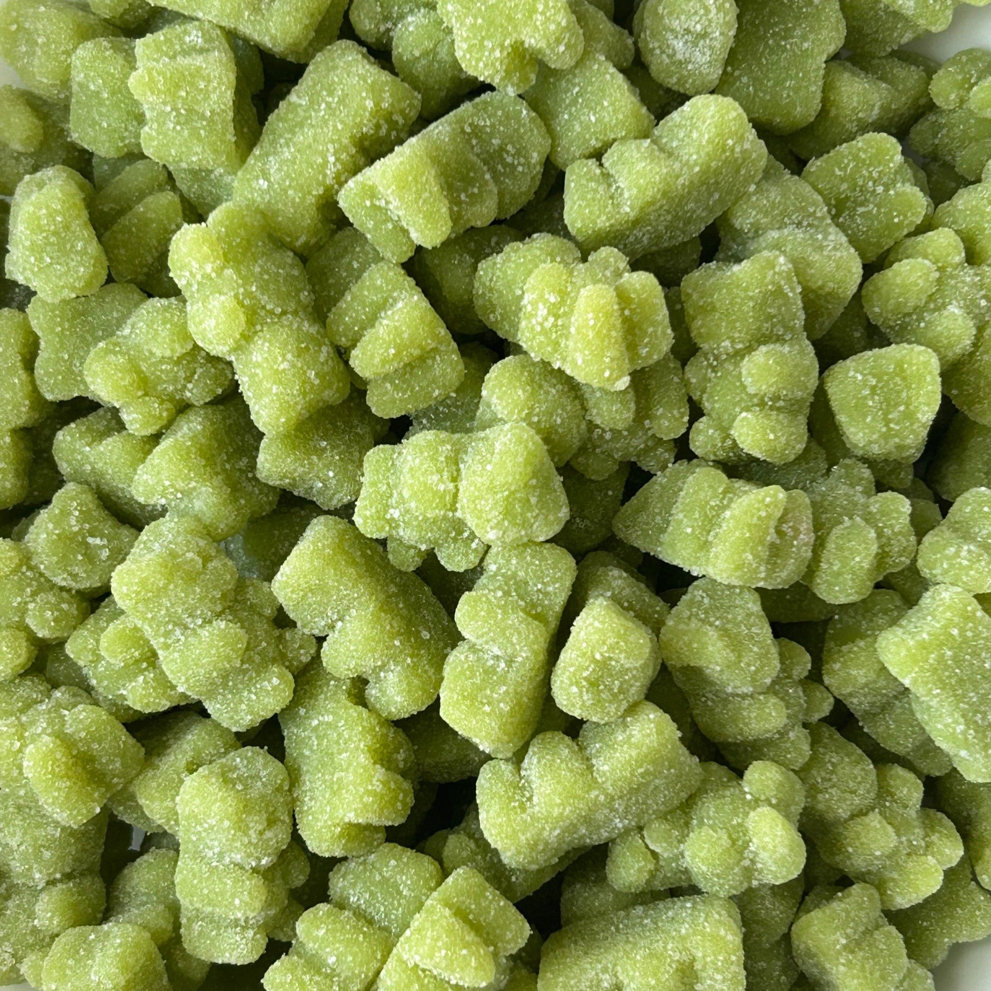 Green apple flavoured gummy bears