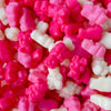 assorted pink gummies