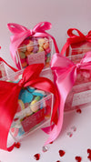 assorted candy filled acrylic boxes