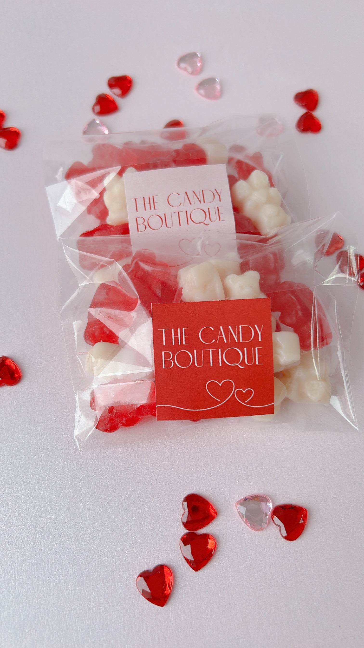 red and white gummy bears