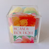 acrylic candy cube filled with flower gummy candy
