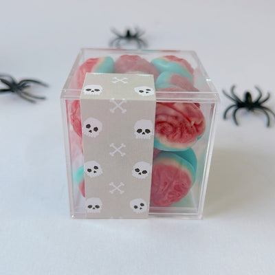 Image of candy cube with gummi brains halloween candy