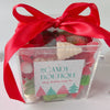 Candy Box with red white and green christmas themed gummy candy