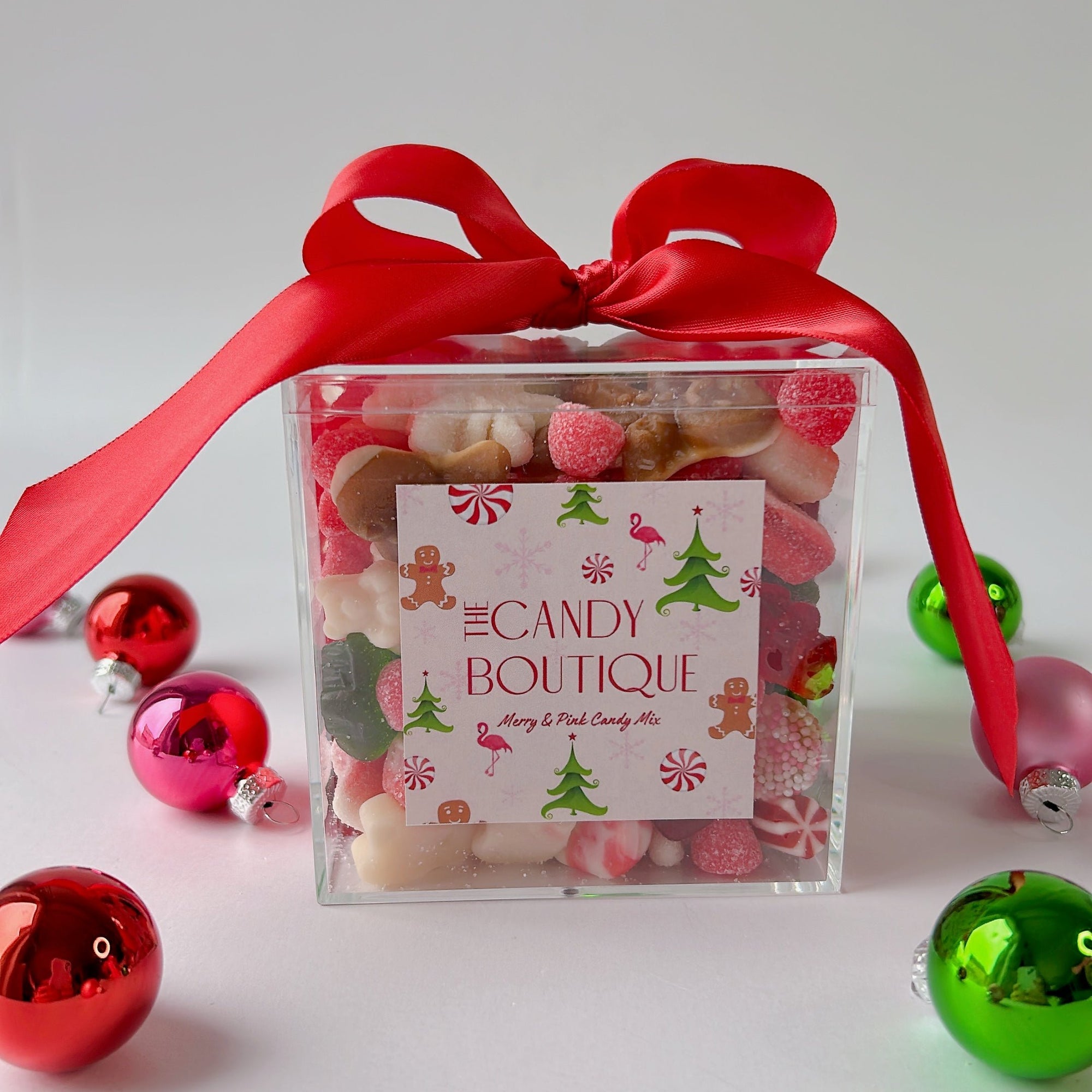 Candy Box full of pink, red and christmas themed gummy candy