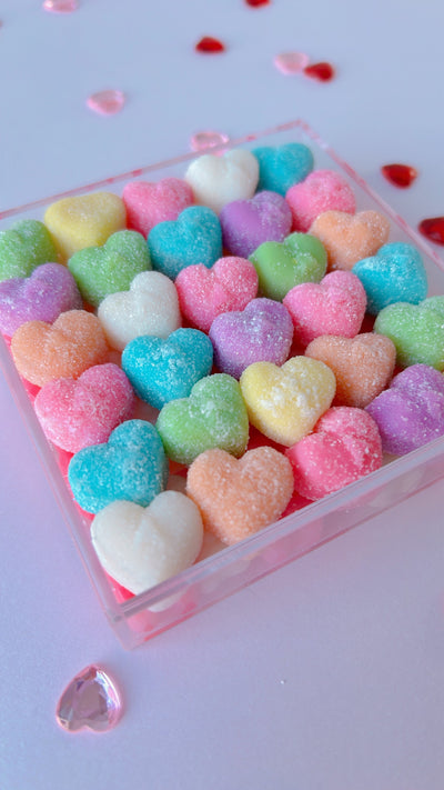 candy board with heart shaped gummy candy