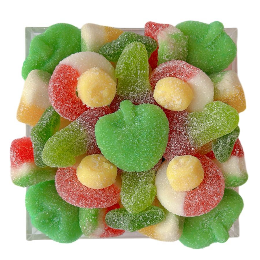 Small candy tray filled with assorted gummy candy