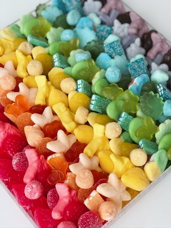 red orange yellow green blue purple candy